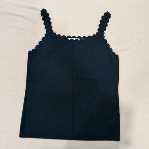 Elie Tahari Black Scallop-Edge Tank Top